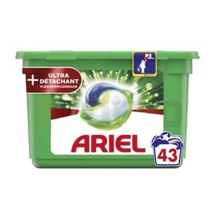 قرص ماشین لباسشویی ایتالیایی آریل Ariel All In 1 + Ultra Detachant بسته 43 عددی