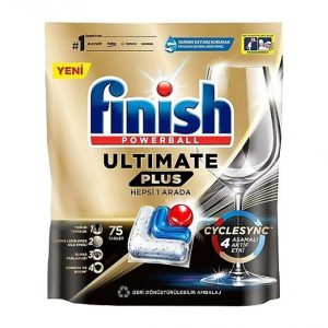 قرص ماشین ظرفشویی 4 آنزیم فینیش Finish مدل ultimate plus بسته 75 عددی