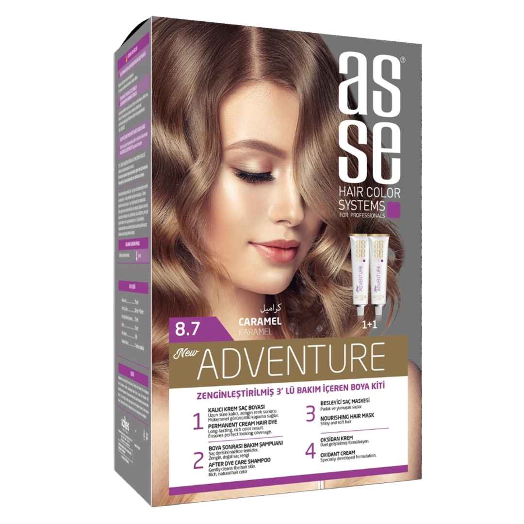 مشخصات، خرید و قیمت رنگ مو بدون آمونیاک آسه asse رنگ کاراملی شماره 8.7 دو تیوپ حجم 50 میل ⭐️ ویان مارکت