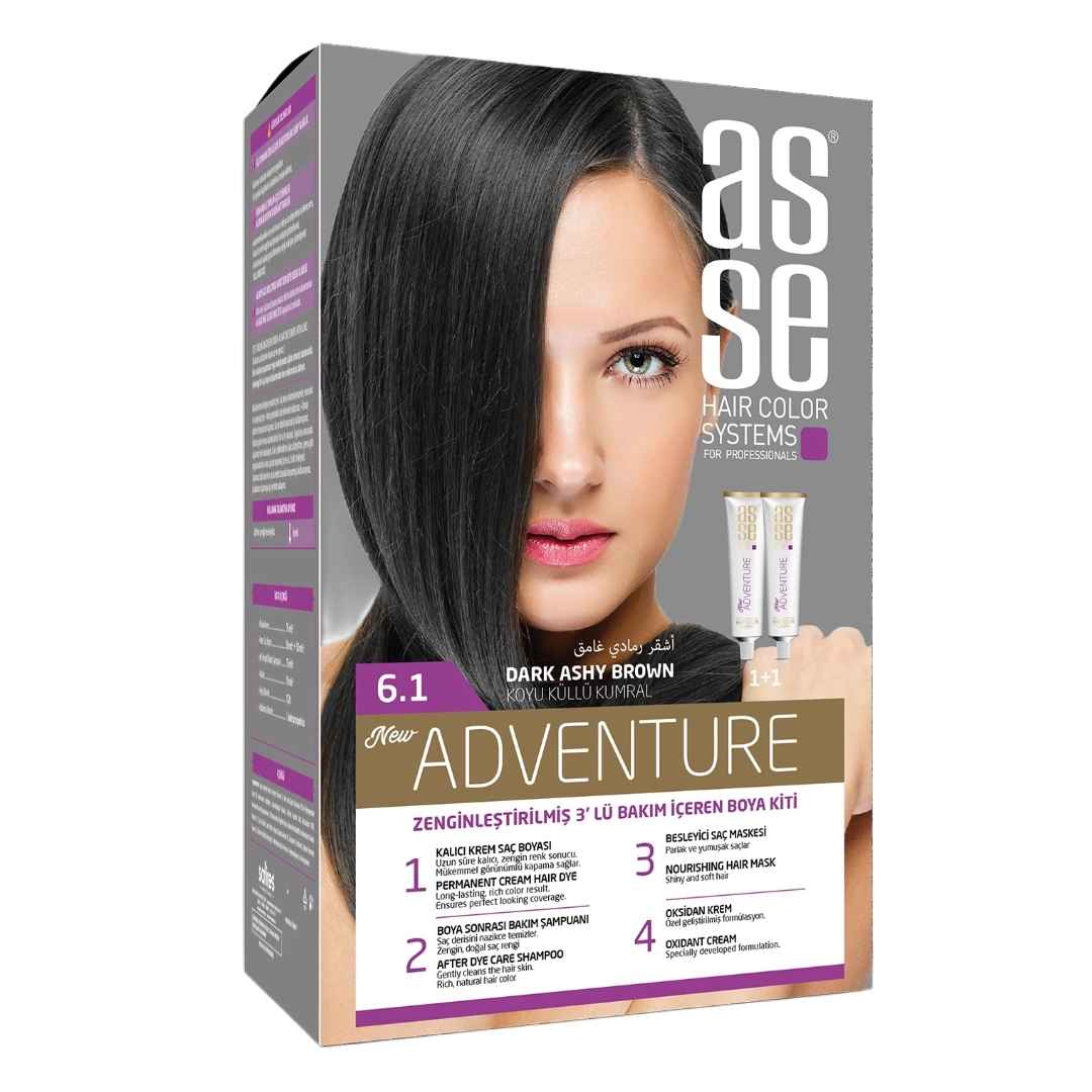 مشخصات، خرید و قیمت رنگ مو بدون آمونیاک آسه asse خاکستری تیره شماره 6.1 دو تیوپ حجم 50 میل ⭐️ ویان مارکت