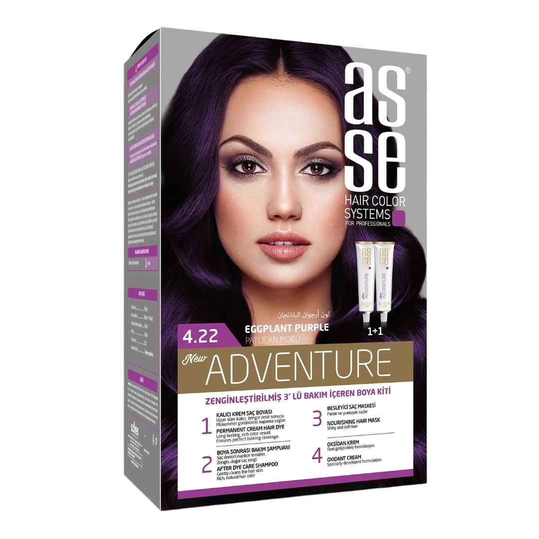 مشخصات، خرید و قیمت رنگ مو بدون آمونیاک آسه asse بنفش بادمجان شماره 4.22 دو تیوپ حجم 50 میل ⭐️ ویان مارکت