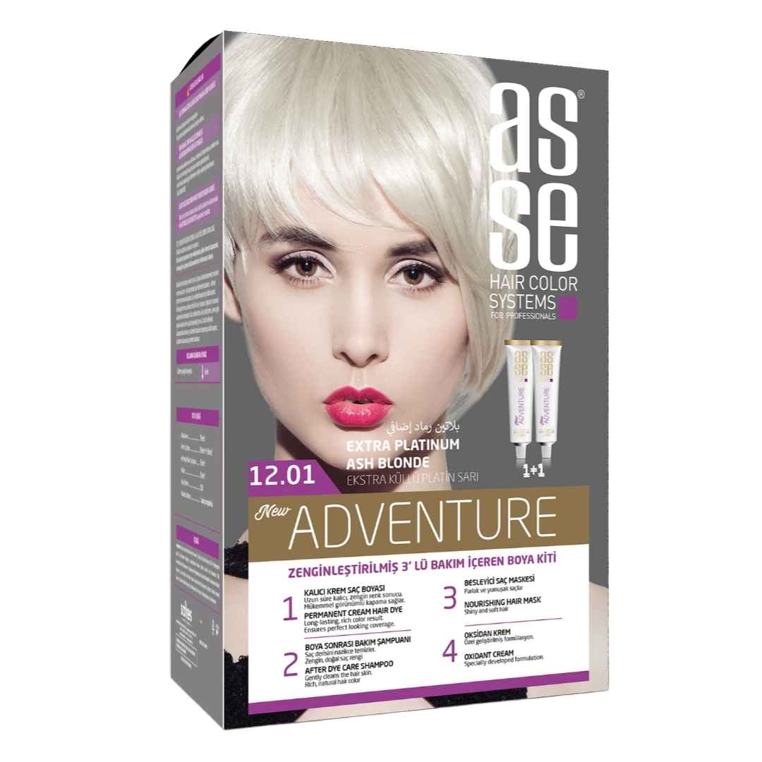 مشخصات، خرید و قیمت رنگ مو بدون آمونیاک آسه asse رنگ بلوند فوق پلاتین خاکستری شماره 12.01 دو تیوپ حجم 50 میل ⭐️ ویان مارکت