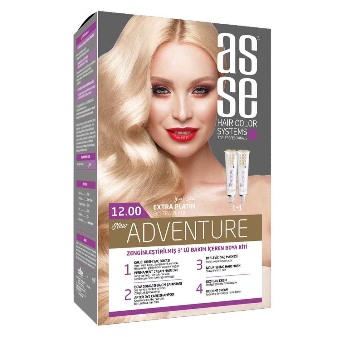 مشخصات، خرید و قیمت رنگ مو بدون آمونیاک آسه asse مدل Extra Platinum شماره 12.0 دو تیوپ حجم 50 میل ⭐️ ویان مارکت