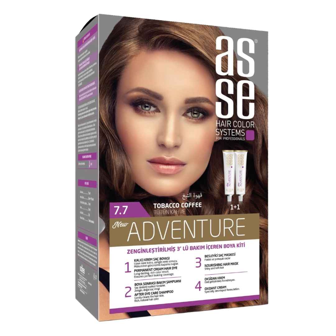 مشخصات، خرید و قیمت رنگ مو بدون آمونیاک آسه asse رنگ قهوه ای تنباکو شماره 7.7 دو تیوپ حجم 50 میل ⭐️ ویان مارکت