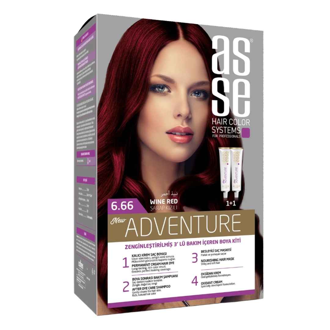 مشخصات، خرید و قیمت رنگ مو بدون آمونیاک آسه asse مدل ADVENTURE شماره 6.66 رنگ شراب قرمز 50 میل ⭐️ ویان مارکت