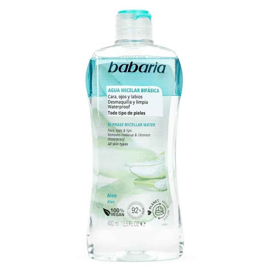 مشخصات، خرید و قیمت میسلار واتر دو فاز باباریا مدل ALOE مناسب انواع پوست حجم 400 میل ⭐️ ویان مارکت