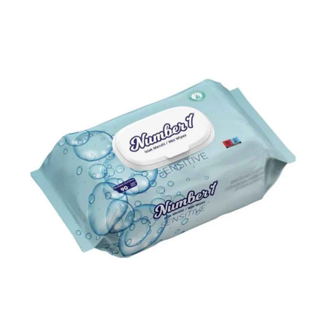 مشخصات، خرید و قیمت دستمال مرطوب کودک نامبر وان مدل Sensitive بسته 90 عددی ⭐️ ویان مارکت
